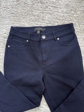 *LIKE NEW* Ted Baker Women's Navy Blue Stretch Ankle Pants w/ Chrome Accents - 1